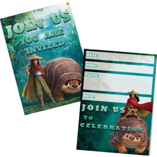 Cartoon Figure Raya and the Last Dragon Baby Birthday Party Disposable Paper Cup Straw Spiral Tableware 10 Persons Suit Supplies