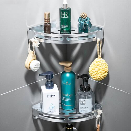 Mosodo Bathroom Shelf Organizer Shower Storage Rack Black Corner Shelves Wall Mounted Aluminum Toilet Shampoo Holder No Drill