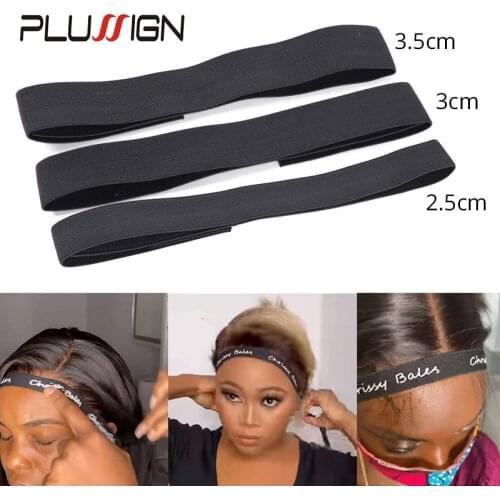 Plussign Hair Edge Band Edge Laying Band Velcro Headband Wide Comfortable Edges Scarf Black Wig Headband For Edges 5Pcs