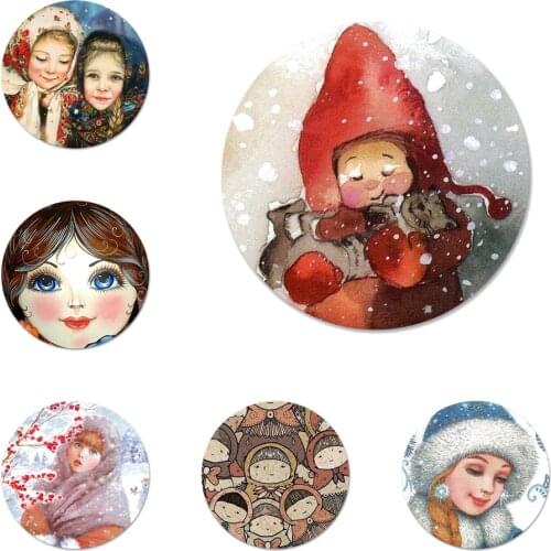 Russian matryoshka Dolls Icons Pins Badge Decoration Brooches Metal Badges For Backpack Decoration 58mm