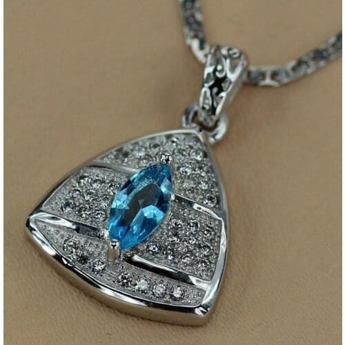 SHUNXUNZE Wedding pendants charms christmas for Jewelry & Accessories Noble Women gifts Blue Cubic Zirconia Rhodium Plated R3107
