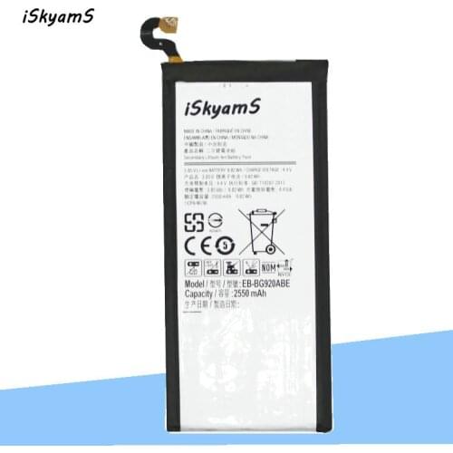 ISkyamS 1x 2550mAh EB-BG920ABE Replacement Li-ion Battery For Samsung Galaxy S6 G9200 G920i G920f G920A G920T G920K