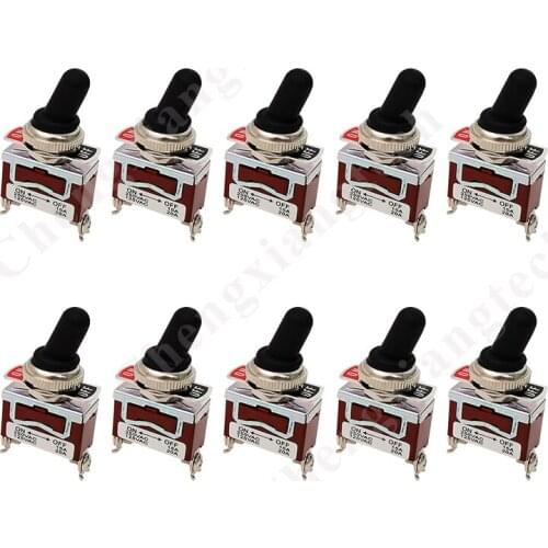 Heavy Duty Rocker Toggle 15A 250V 20A 125V SPST 2 Pins ON/Off Switch Metal Bat Waterproof Boot Cap Cover- 10pcs/lot
