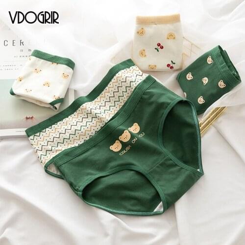 VDOGRIR Sexy Underwear Womens Cotton Panties Low Waist Female Print Fashion Briefs Comfort Woman Seamless Underpants Lingerie