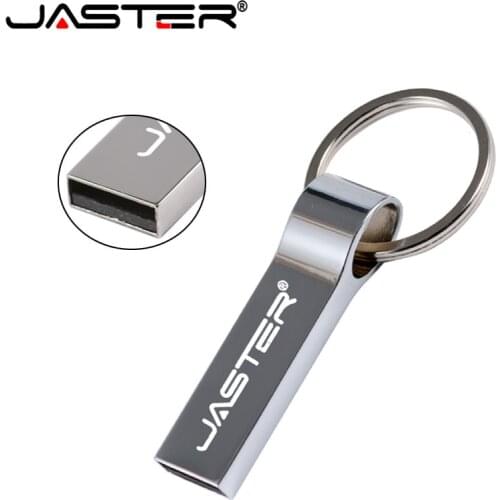 JASTER Metal USB Flash Drive Waterproof Pen Drive 128GB 64GB 32GB 16GB 8GB USB Stick 2.0 Flash Drive Pendrive with Key Ring
