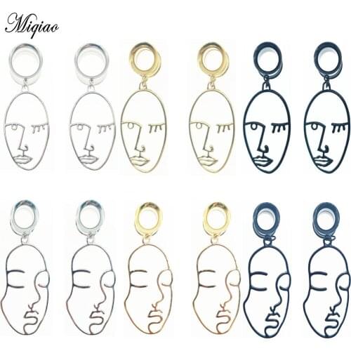 Miqiao 2pcs 6-25mm Stainless Steel Ear Gauges Ear Plug Tunnels Face Dangle Ear Expander Fashion Body Piercing Jewelry