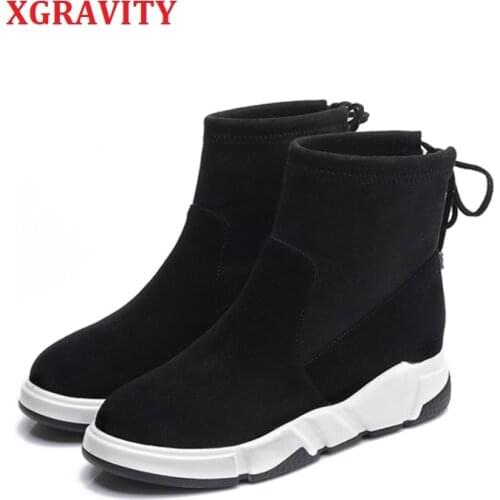 XGRAVITY 2021 New Winter Short Boots Fashion Elegant Comfortable Warm Boots Ladies Casual Point Toe Ankle Shoes Slip Proof S041