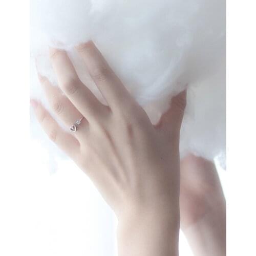 Modian Sparkling Zircon Cute Hearts Free Size Ring for Women Rose Gold Color Sterling Silver 925 Ring Fine Jewelry Girl Gift