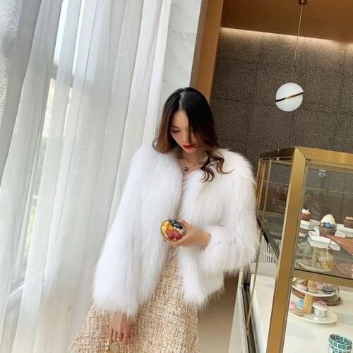 2021 Women Faux Fur Coat Winter Faux Mink Fur Jacket Womens Furry Fur Plush Overcoat Women Fluffy Warm Long Sleeve Coat L817