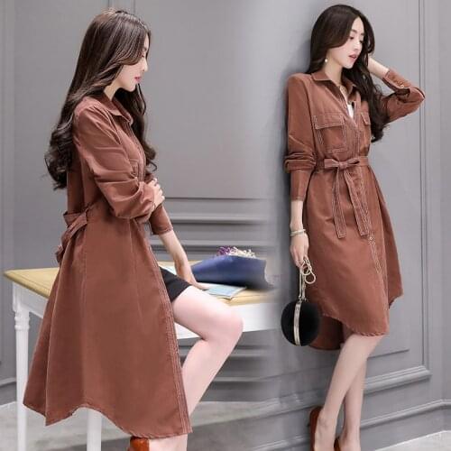 Women spring Loose Dress Feminino Lady Slim Shirt Dress Jeans M L XL Women Casual Denim Dress Pockets Elegant Cowboy Fashion