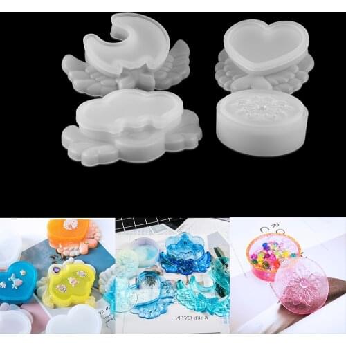 1 Set Silicone Mold Storage Box Jewelry Box Mold Crown Makeup Insert Cup DIY Jewelry Making Tools Box Epoxy Resin Moulds