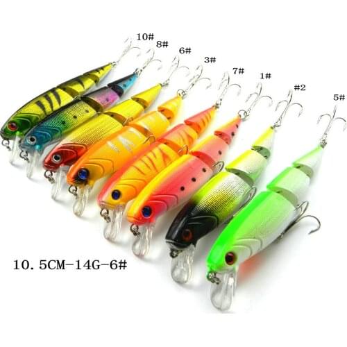 10.5cm 14g Fishing Lures Sinking Speed Knotty Fish Minnow Multi-section Lure 3D Eyes Artificial Bait Plastic Hard Bait With Lip