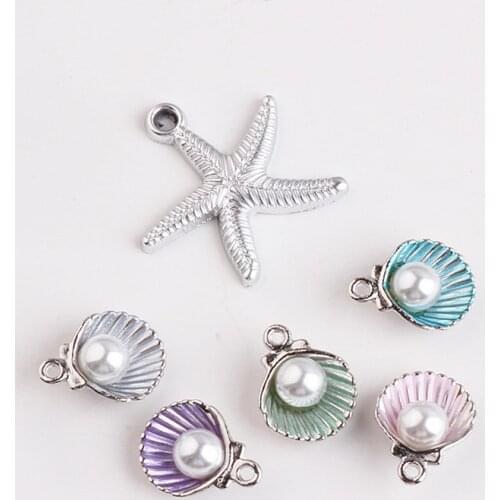 New Sale 10Pcs Green/Blue/Purple/Pink Enamel Shell Charm Pendant Alloy Beads Fit For DIY Women Necklace Bracelet Jewelry Making