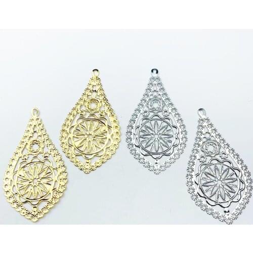 10pcs Gold/Rhodium Plated Tone Filigree Drop Connectors Metal Craft Gift Decoration DIY Jewelry Making