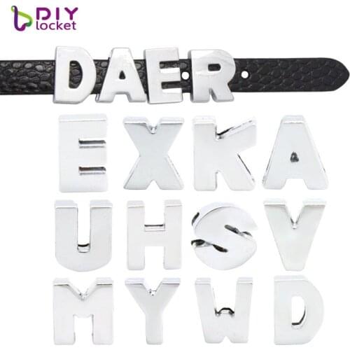 1300pcs 8mm A--Z DIY Slide Letters Charms Fit Wrist Bracelet Band Pet Collar Dog Collar Cat Collar LSSL09*1300