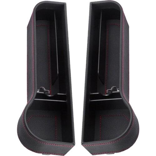 2 Pcs PU Leather Black Car Drivers & Passenger Seat Slit Crevice Storage