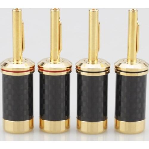 4xCarbon fiber banana B443G 24K Gold Plated Carbon fiber Banana 4MM banana for HIFI speaker cable