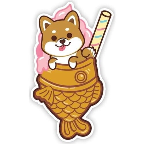 A0171# 13 /17 CM Self-Adhesive Decal SHIBA INU ICE-CREAM Car Sticker Waterproof Auto Decors on Bumper Rear Window Laptop