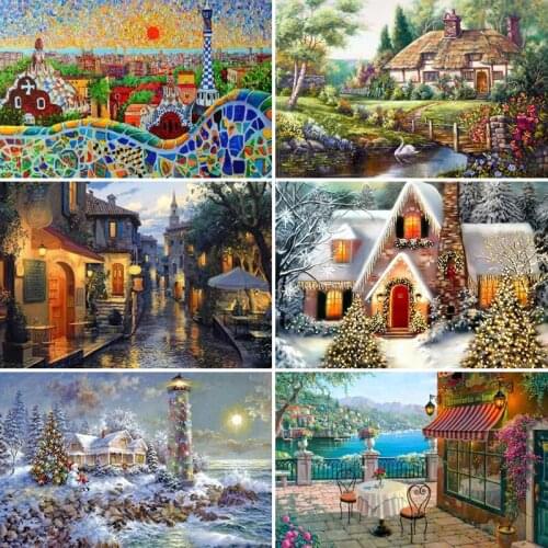 40x50x60x70 diamond painting 5D Full Square embroidery mosaic Cross Stitch landscape Lakeside Tree flower DIY Wall Sticker gift
