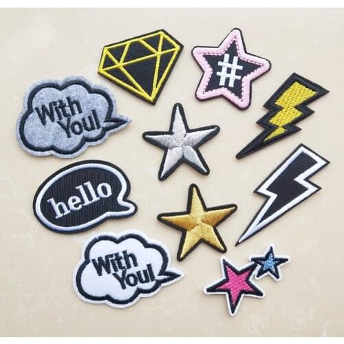 Lightning Embroidery Patch For Hats Iron On Patches Embroidered Clothes Patchs Star Appliques For Clothing Stickers CX11-20