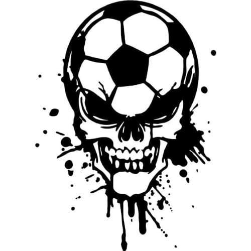 Car Sticker Fashion Game Football Personality Skull PVC Car Decoration Sticker Waterproof Cover Scratch Black/White, 12cm*9cm