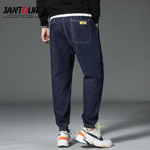 Jantour Cargo Pants Men 2020 Autumn Winter Baggy Fashion Letter Printed Cargo Jeans Men Japan Style Harem Pants Plus Size L-7XL