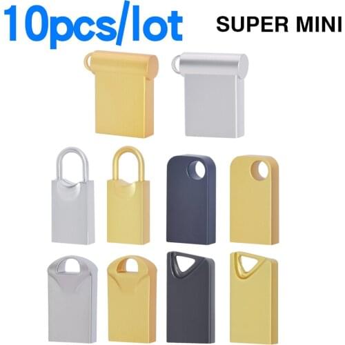 Bulk 10pcs free logo USB Flash Drive 16gb 32gb Pen Drive 64gb 8gb 4gb Super Mini Usb Stick Memory Stick Usb 2.0 Metal Pendrive