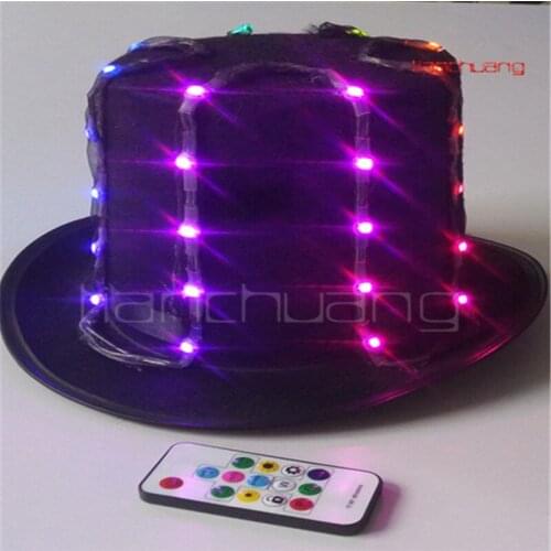 TC-154 RF remote control full color led light hat balloom dance costume colorful cap luminous party dj singer wears stage show