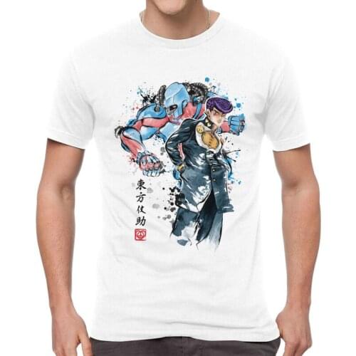 Mens Jojos Bizarre Adventure T-Shirt Streetwear Restoration and Regeneration Tshirt Short Sleeve Cool T Shirt Cotton Tee Merch