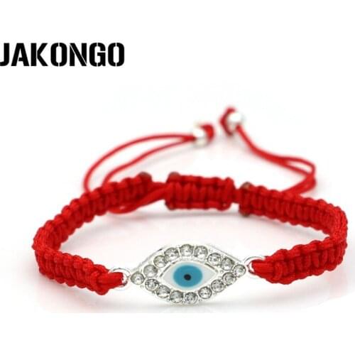 JAKONGO Evil Blue Eye Charm Bracelet Braided Red Rope Bracelet for Women Men Adjustable Handmade Bracelet