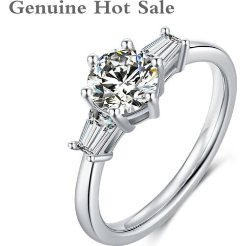 925 Sterling Silver Moissanite Rings 1ct D Color Excellent Cut Diamond Test Passed Jewelry Wedding Engagemen Ring For Woman