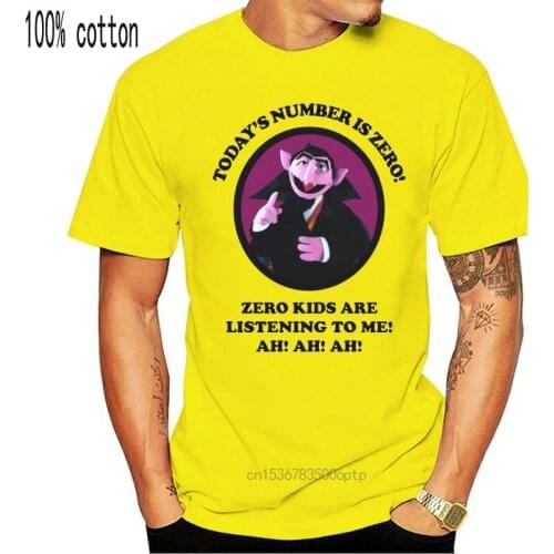 Brand Count Von Count Today Number Is Zero! Zero Kids Are Listening To Me Ah Ah Ah T-SHIRT Men Short Sleeve T-Shirt