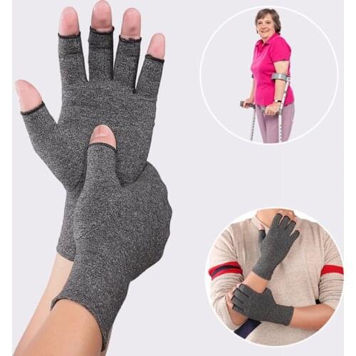 Women Men Arthritis Compression Gloves Fingerless Joint Pain Relief Rheumatoid Osteoarthritis Hand Wrist Support Therapy Mittens