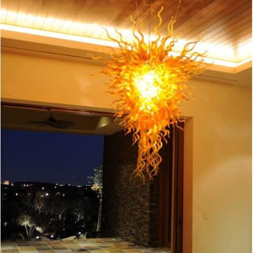 Amber Handmade Blown Murano Glass Chandelier Chihuly Style Glass Ceiling Decorative Modern Art