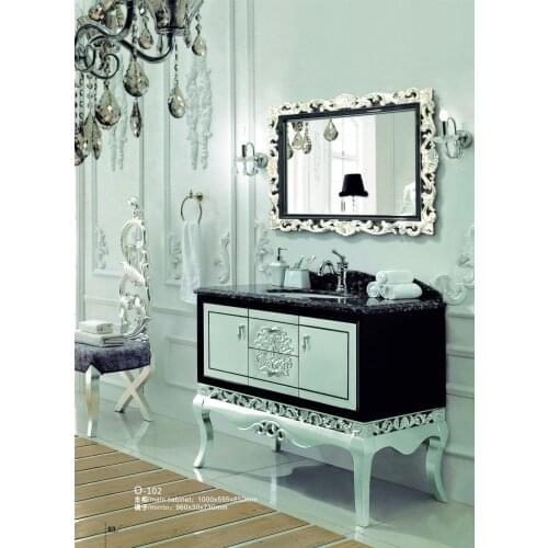 Solid wood bathroom vanity with mirror and basin furniture