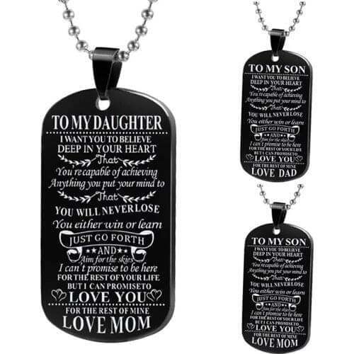 Men Jewelry Dog Tag Pendant Necklaces Letters Pendants Military Army ID Tag Necklace Father Gift Father and Son Stainless Steel