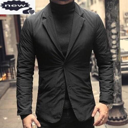 Brand Black Down Coat Men Fashion Slim Single Breasted Warm Blazer High Quality Autumn Winter Business Suit Jacket Plus Size