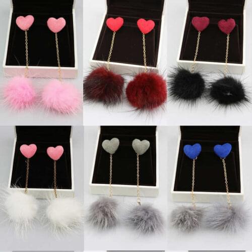 New fashionable and popular commuter earring lovely stereo caring erten plush tassel long earring versatile temperament