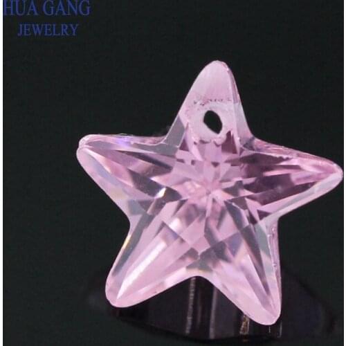 Single Hole AAAAA Star Shape Pink Cubic Zirconia Stone For Jewelry Making 4x4~10x10mm High Quality CZ Free Shipping