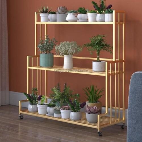 Flower Shelf Shelf Interior Decoration Balcony Corner Flower Stand Mobile Living Room Green Radish Succulent Flower Pot Stand