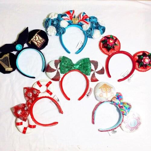 2021 Disney Minnie mickey sequin Aulani Orange haunted Main Attraction Summer Gingerbread EARS Headband Cosplay 24 Styles