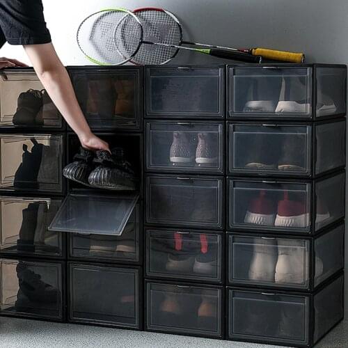 Clear PP Magnetic Shoes Box Drawer Dust-proof Home Sundries Organizer Storage Container Box Thickened Plastic Shoe Storage Box