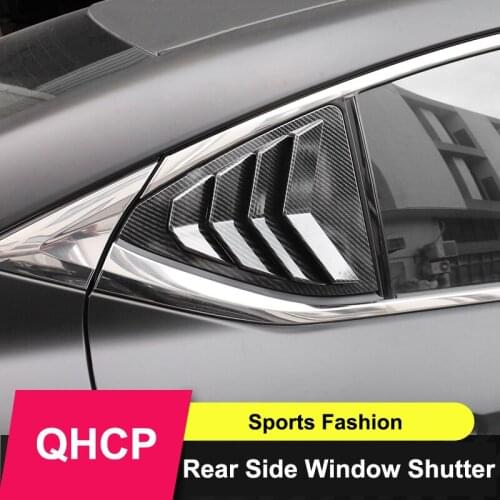 QHCP Car Rear Side Window Shutter Triangle Roller Blinder Sticker ABS Carbon Fiber Style Black For Lexus ES200 260 300H2018 2019