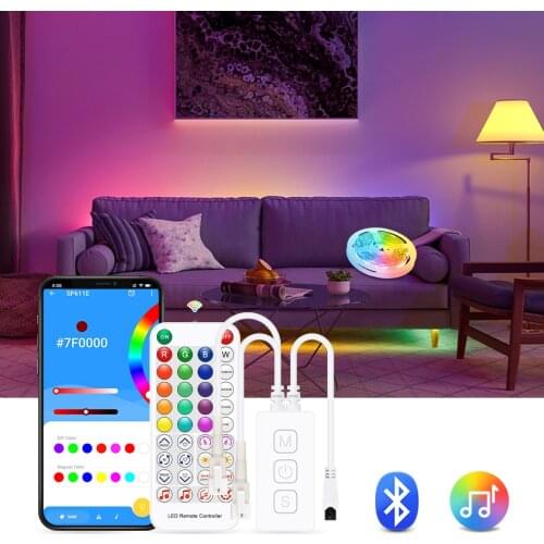 RGB IC LED Strip WS2812b Bluetooth Control, Dream Color Music Sync Led Tape Lights For Living Room Party Christmas Decor