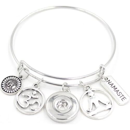 Women Bracelet Jewelry Liobonar Snaps Buttons Charm Bracelets Inspiration Buddha Yoga Charm Bracelet Adjustable Wire Bangle