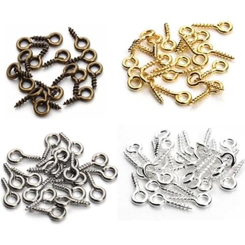 100pcs Tiny Mini Eye Pins Metal Claw Nails Eyepins Hooks Eyelets Screw Clasps Hooks Jewelry Findings For DIY Making Accessories