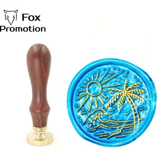 Blue sea sunny day Wax Stamp Exquisite Paint wood handle,Ancient Seal Retro Stamp,Personalized Stamp Wax Seal High Quality
