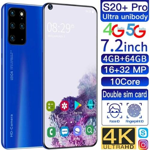 S20+ Pro Smartphone 7.2-Inch Water Drop Large Screen Dual Card Dual Waiting To Unlock Face Recognition Fingerprint