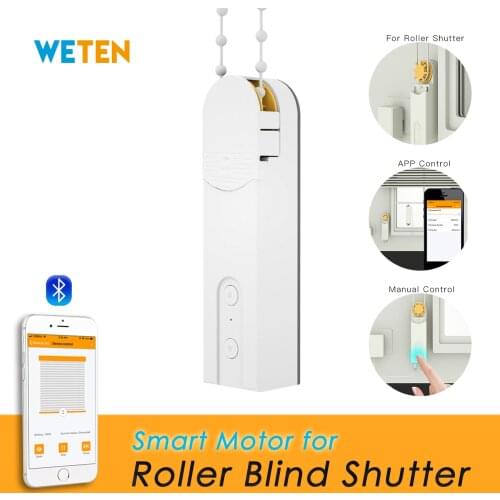 Smart Motorized Chain Roller Blinds Shade Shutter Drive Motor Powered By Solar Panel and Charger Bluetooth APP Control