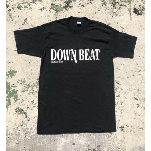 Vintage Down Beat Magazine T-shirt Size L Black Tee BB King FRANK ZAPPA 80s 90s Rude Top Tee Round Neck top tee